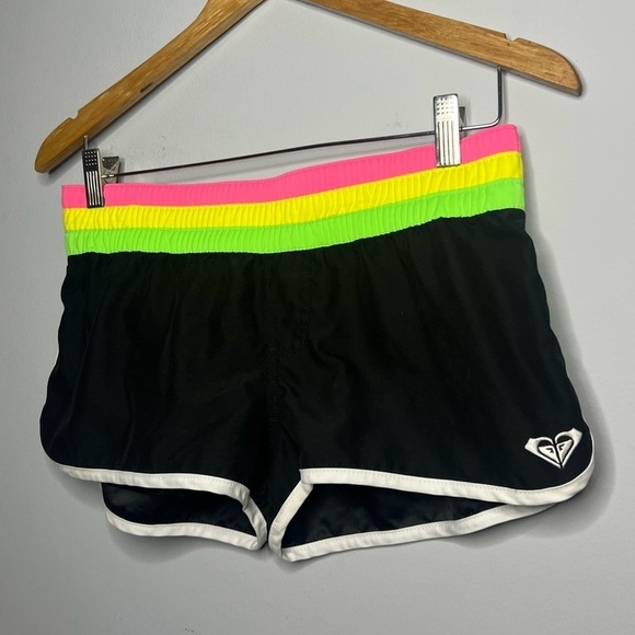 Roxy Y2K Micro Mini Shorts with Neon Striped and Keychain Zipper 5 (Small) - Picture 2 of 5